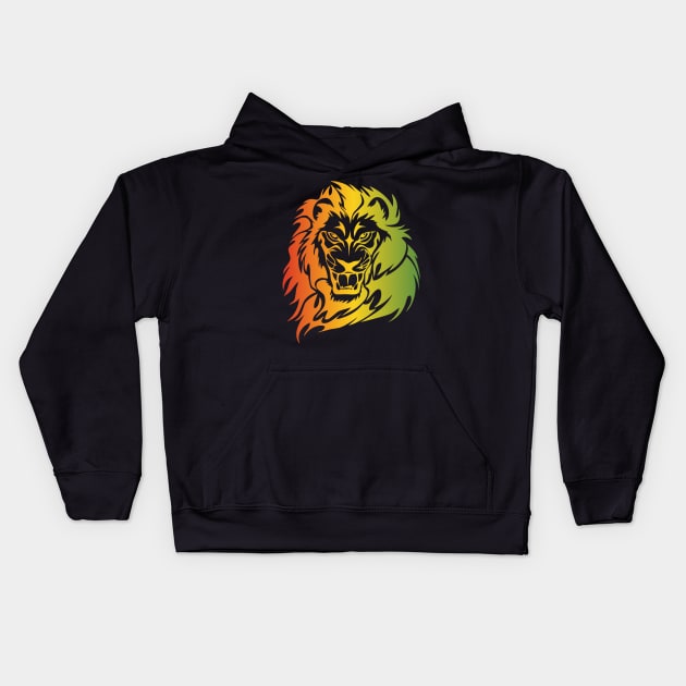 Rasta Lion of Judah Fire Kids Hoodie by rastaseed